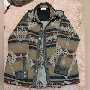 BKE Aztec Southwestern Blanket Shacket shirt